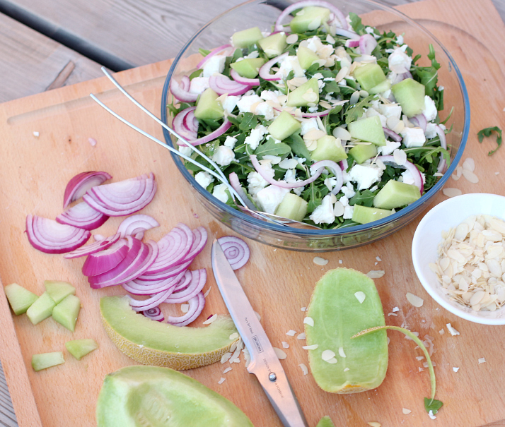 Summer Salad: Cantaloupe, Feta & Almonds